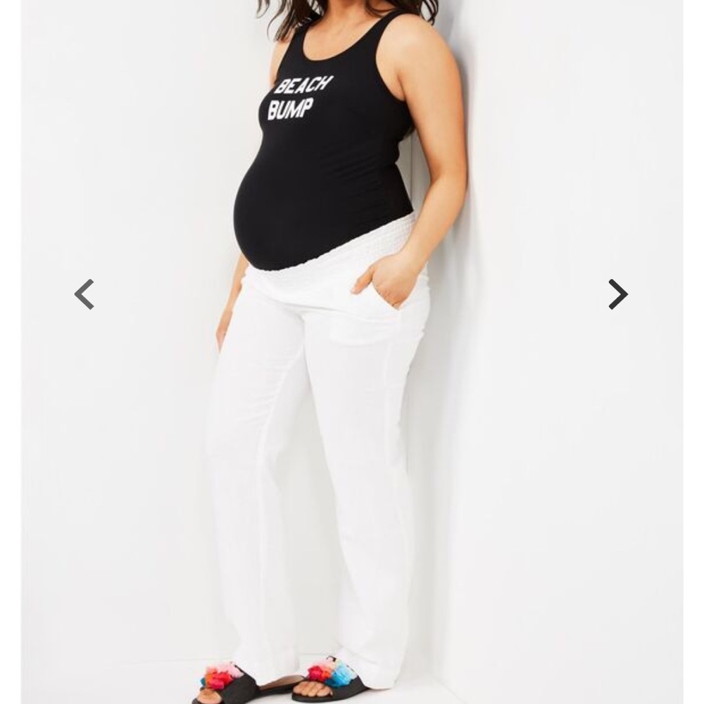 Underbelly White Linen Maternity Pant